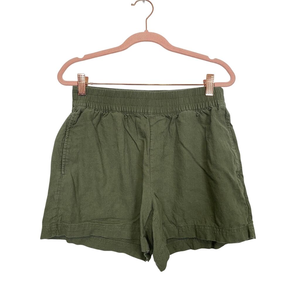 Old Navy Women Linen Blend Pocketed Short Elastic Waistband Green Size S